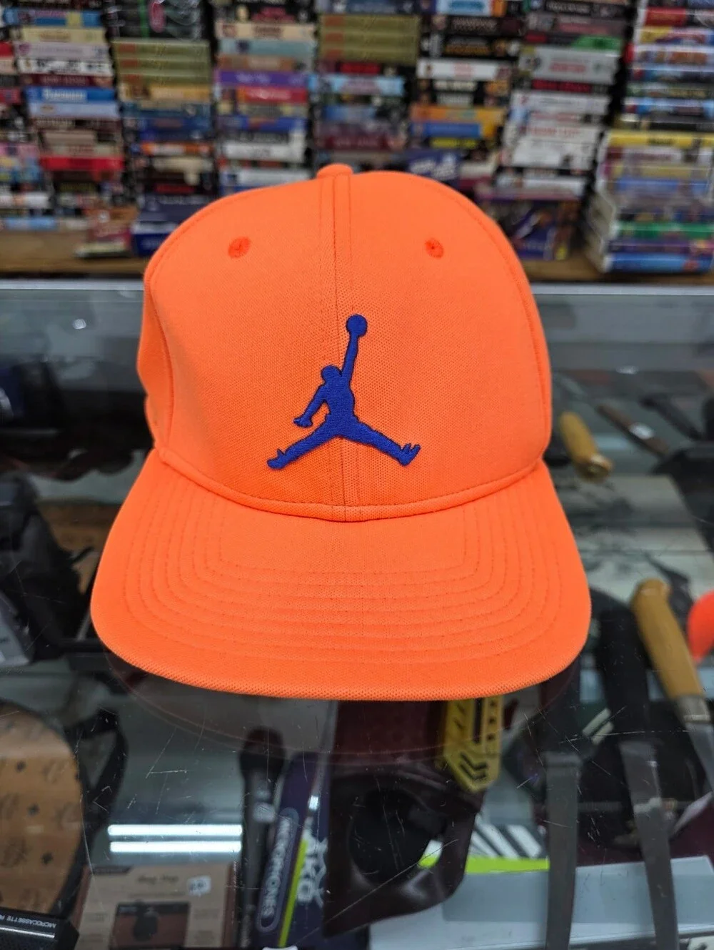 Nike Jordan Pro Jumpman Snapback Hat Cap Orange Blue Size OSFM Flat Brim